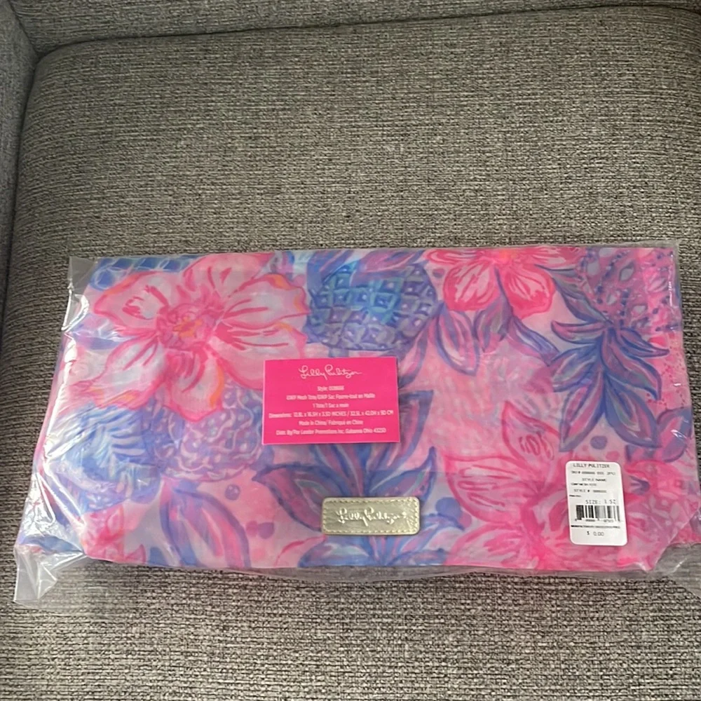 🩷 Lilly Pulitzer 🩷 NWT 🩷 Bright Pink & Blue Mesh Tote 🩷 In packaging 🩷 - Picture 9 of 11